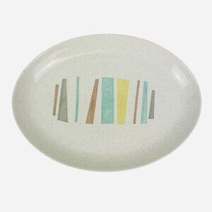 Vintage Vernonware Anytime MCM Atomic 13.5" Oval Serving Platter Stoneware USA